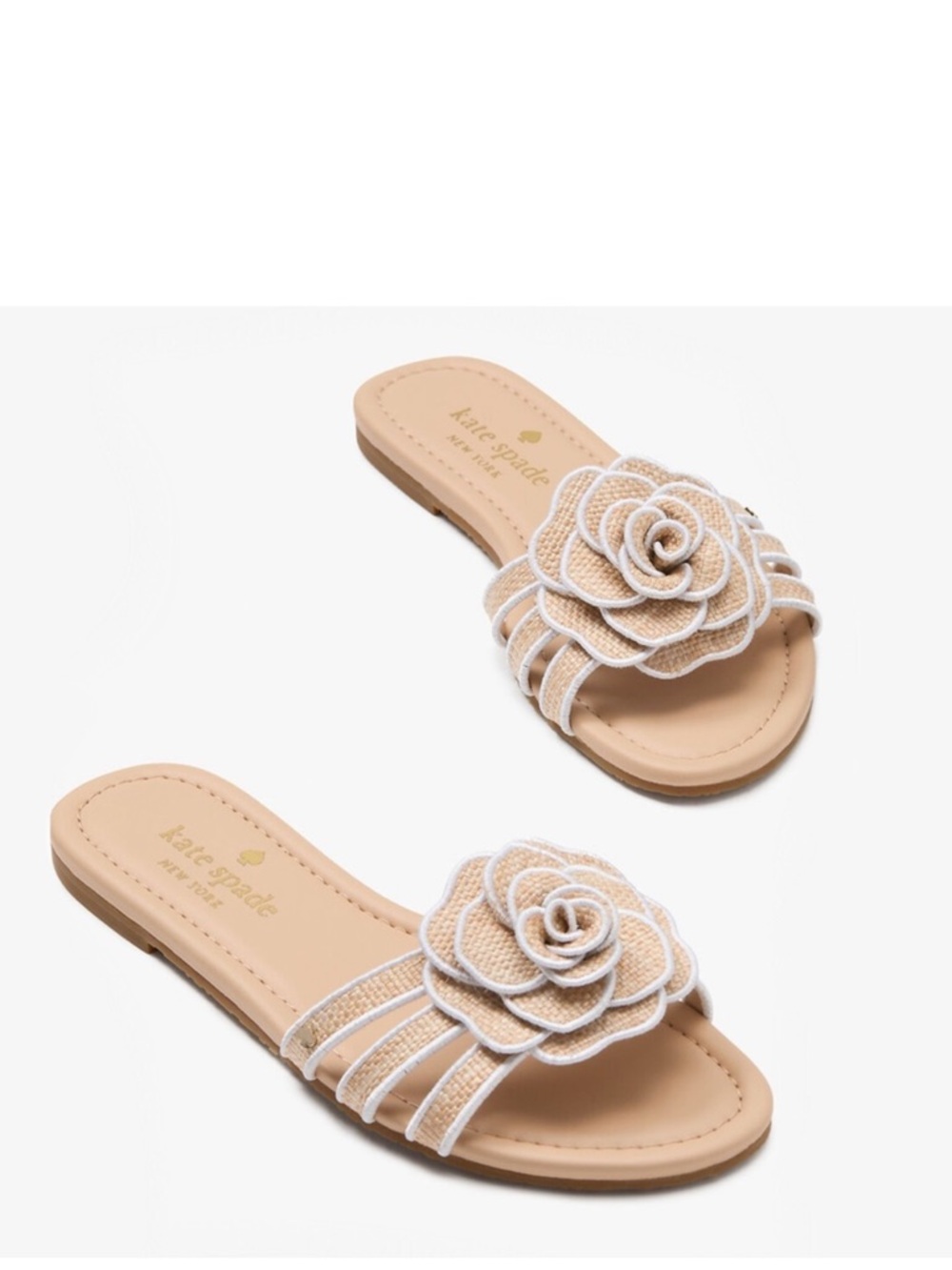 ♠️Kate Spade Flora Straw Slide Sandal, Natural New NIB